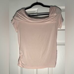 Pink Ruched Blouse with Scoop Neckline
